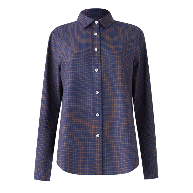 ZEZI棉羊绒格子长袖衬衫女士2025秋冬休闲翻领单排扣上衣时尚百搭开衫 粉格 M （105-115斤）