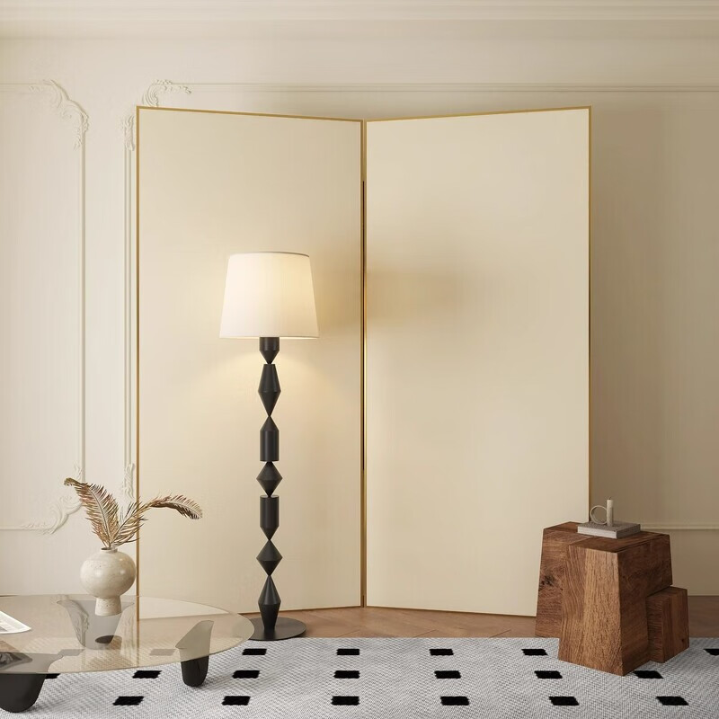 欣慕雅直播间拍照背景墙奶油风屏风隔断现代简约客厅可折叠移动2025新款 防透（边框颜色默认金黄色） 2扇：100CM宽180CM高