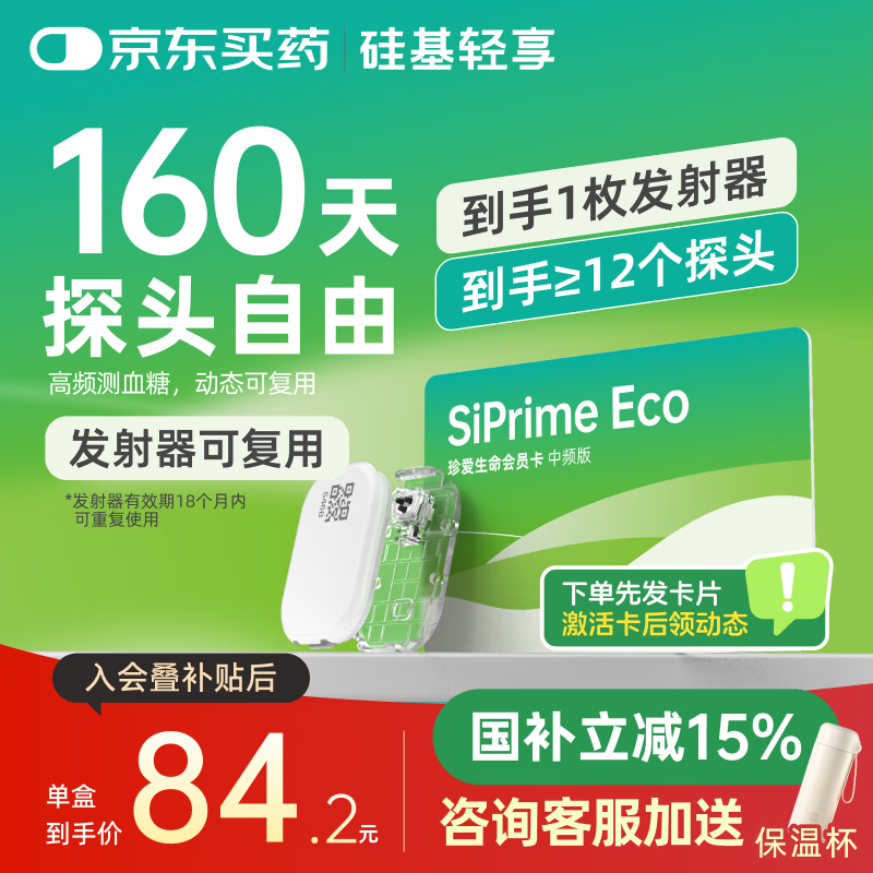 硅基动感轻享SiPrimeECO中频卡160天动态血糖监测自由 持续葡萄糖监测系统