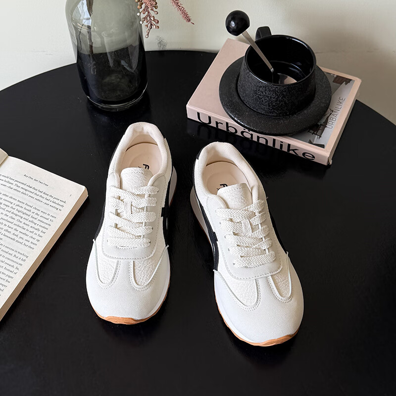 云醍桃语新款厚底女德训鞋2026单网春夏百搭运动鞋学生休闲鞋跑步鞋小白鞋 灰色 单层 37