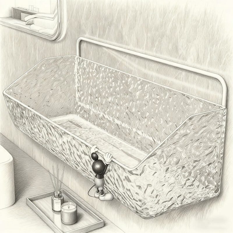 尔思家卫生间置物架免打孔洗漱台镜柜下方壁挂式牙刷杯架多功能收纳架 白色单层透明盒