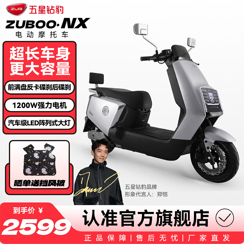 五星钻豹电动车72V长续航高速电动摩托车1200W大功率成人两轮通勤外卖电瓶车 NX 星木灰/哑光太空灰
