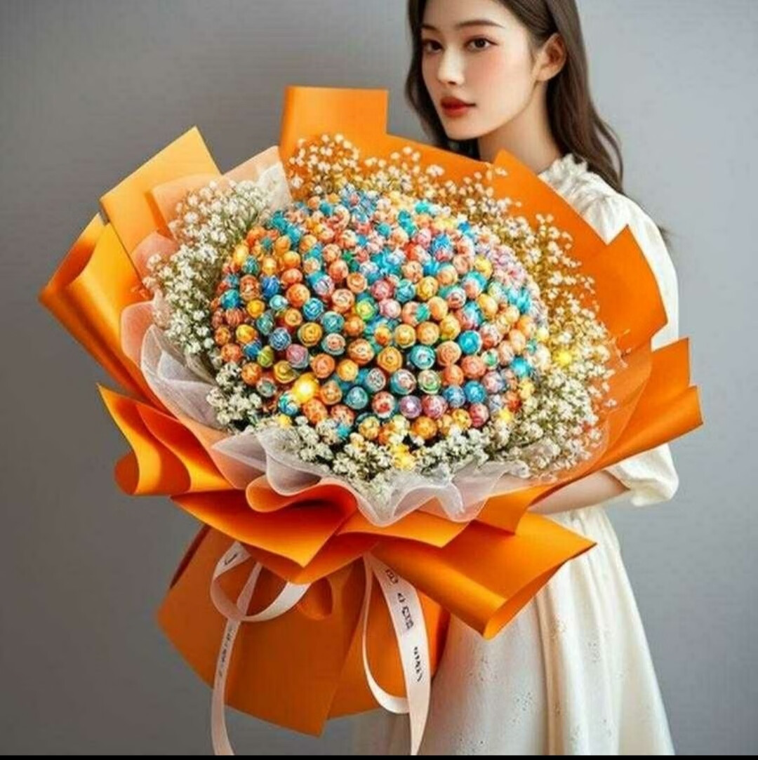 兵妹棒棒糖花束成品含糖糖果花香皂花彷真玫瑰送同学男女朋友孩子生日