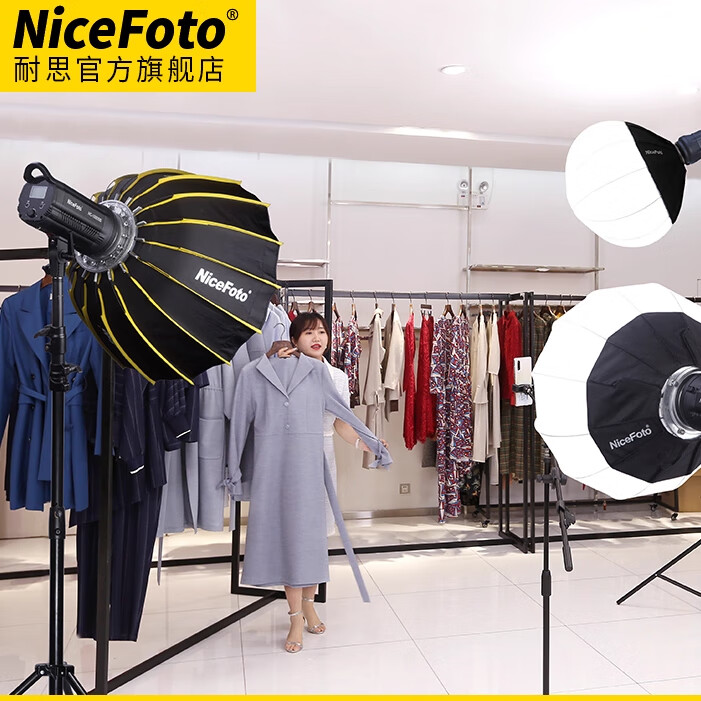 NiceFoto耐思补光灯100W双色温专业COB拍摄灯直播视频拍照人像漫展手持户外便携氛围摄影灯 轮廓灯120w白光四页挡板套HC-1000SBII