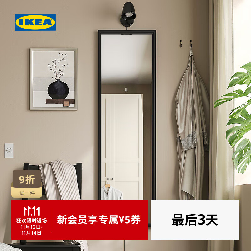 宜家（IKEA）【新品】NYPONBUSKE尼朋布格镜子全身镜换衣镜家用 镜子黑色40x135cm