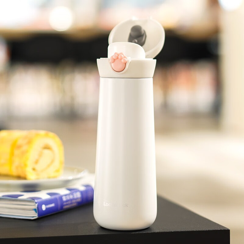 乐扣乐扣(lock&lock)少女可爱猫猫萌系弹跳带茶漏保冷保温杯 lhc3293