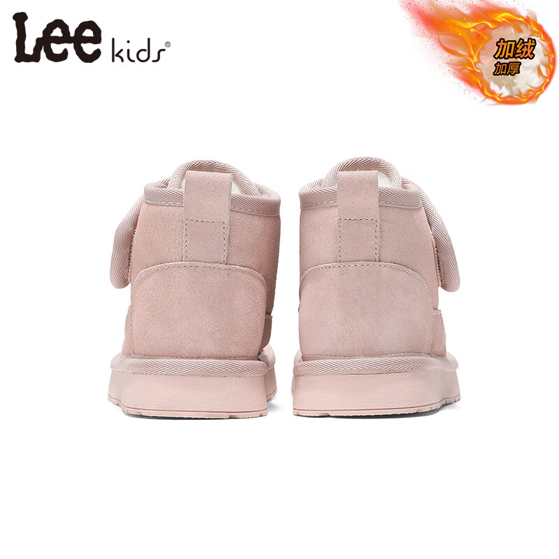 【149包邮】LEE KIDS 中大童休闲保暖魔术贴棉鞋 粉色【加绒】 29 