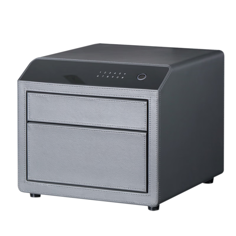 靈芳高檔珠寶保險箱多功能首飾盒皮質(zhì)大容量多層飾品收納全鋼安全防盜 全鋼皮質(zhì)雙層抽屜首飾保險箱 35*36.4*29.7cm 雙層單機