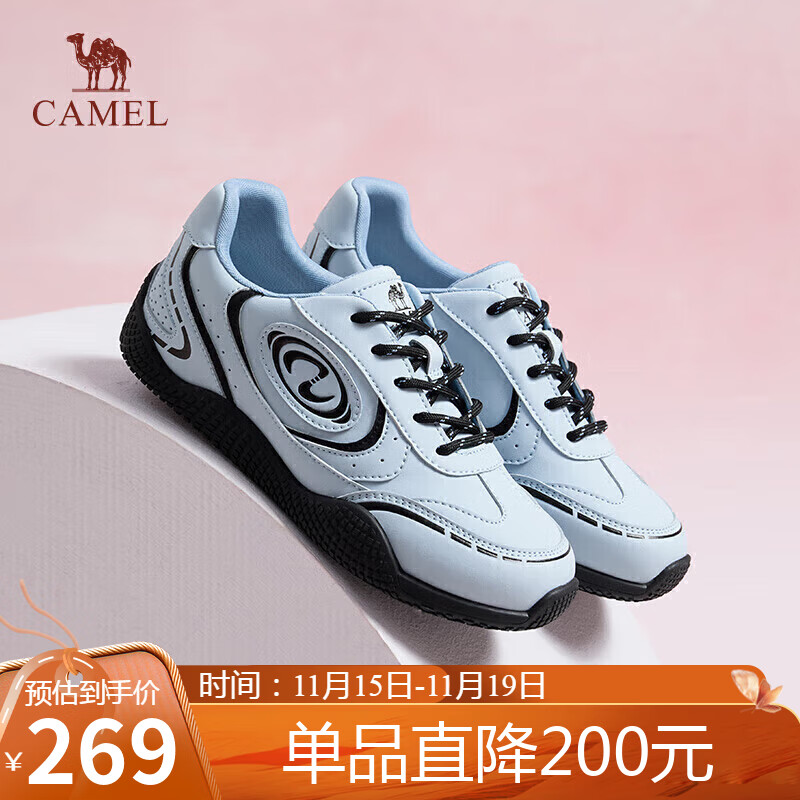 骆驼（CAMEL）【王俊凯同款】月牙2.0德训鞋女运动休闲鞋 L25S577059C 蓝色 36
