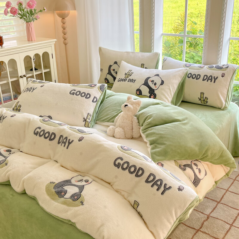 麦琪娜 雪花绒单被套双人被套单品被套水晶绒金貂绒单被套 绒毛细密柔软舒适 20支 团团圆圆 200cm*180cm