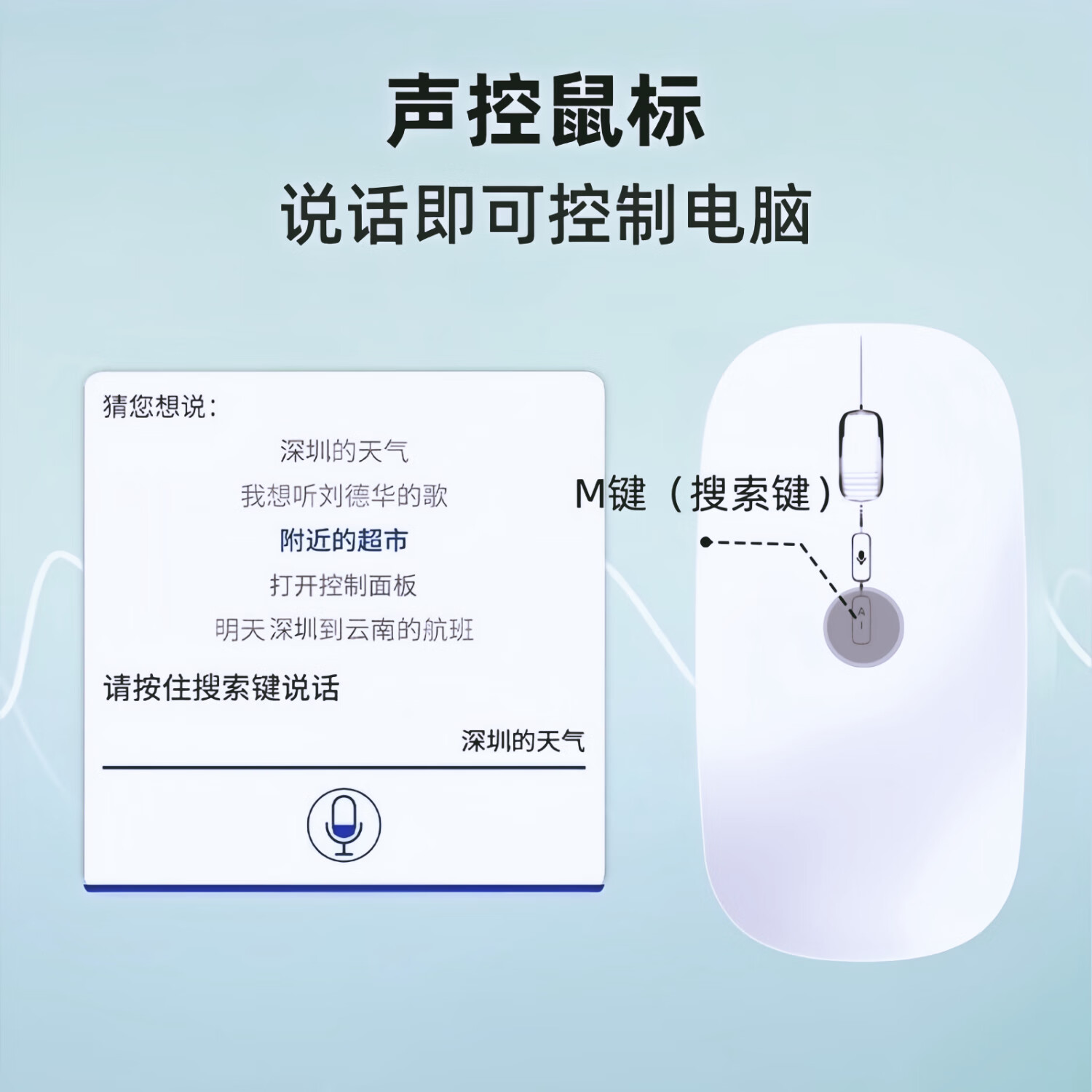迪恪TOP榜热销/ AI智能语音无线鼠标2.4G+蓝牙+有线+声控打字+翻译+写作PPT 纯净白-语音+会议记录+方言+PPT+搜索 专业版:1600字/分钟(99%识别率)赠送鼠标垫