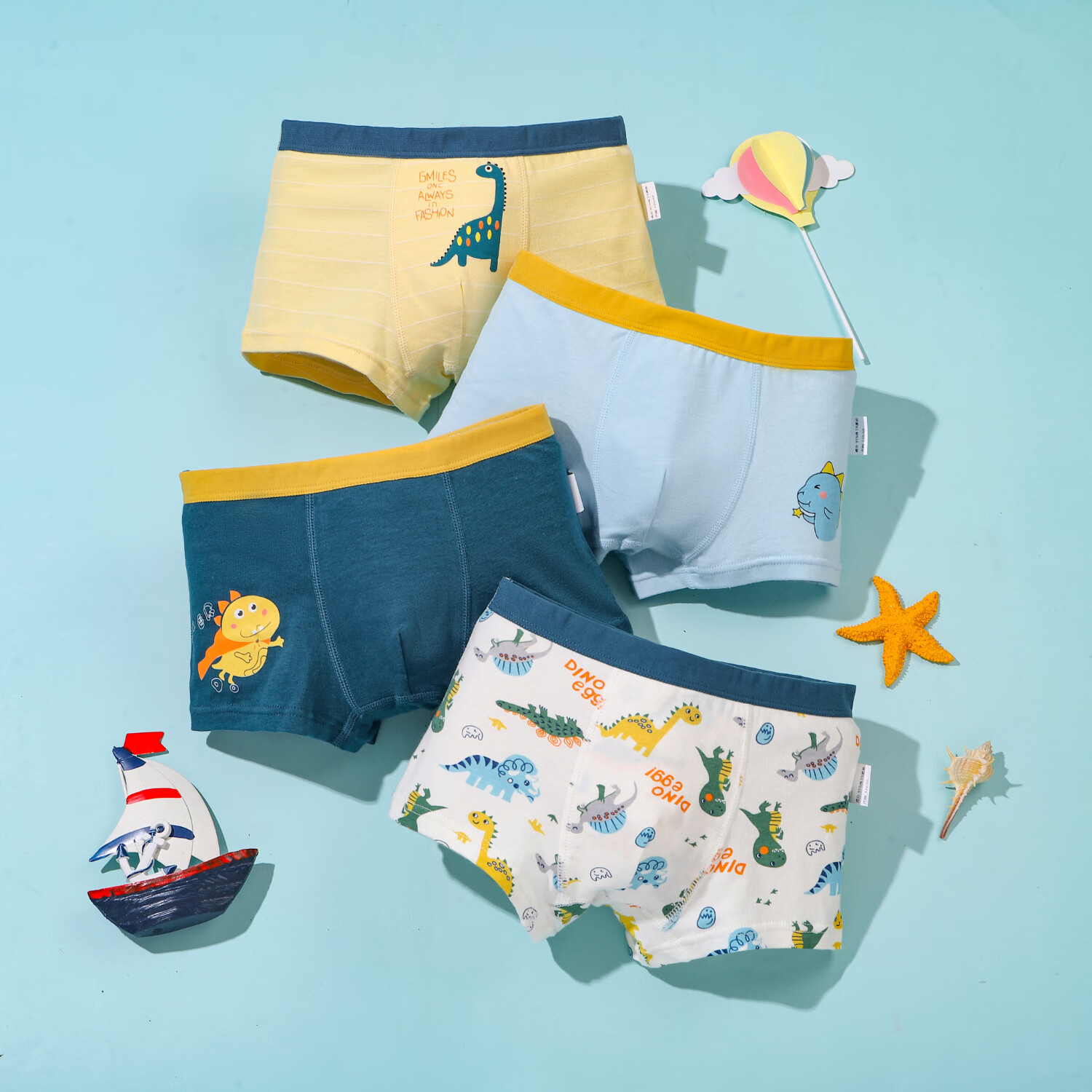 猫人内裤男童纯棉四角裤小男孩全棉中大童平角小童短裤宝宝不夹PP 恐龙飞侠 4条 110 建议体重15-25斤