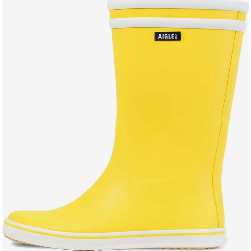 AIGLE女士雨靴防水防滑輕便柔韌黃色圓頭平跟套腳雨天戶外膠鞋 yellow 2XL |36