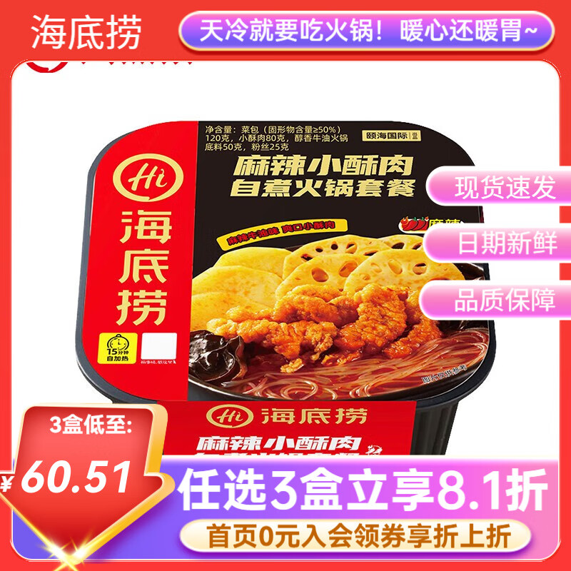 海底捞自热火锅方便速食自煮小酥肉学生宿舍户外团建即食火锅【任选】a 麻辣小酥肉275g*1盒