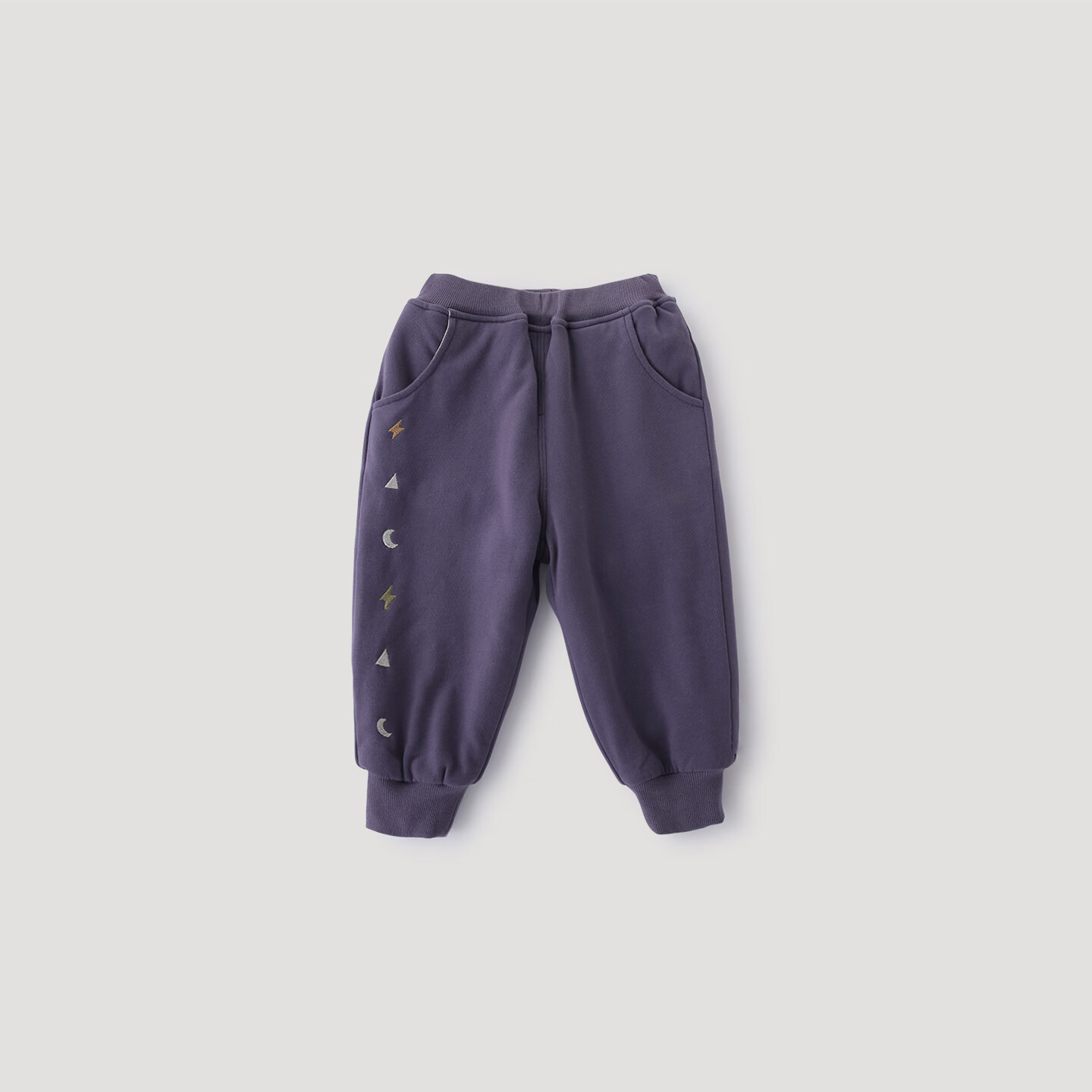 巴厘小猪儿童加绒裤子女童秋冬2025新款加厚保暖裤宝宝休闲长裤男童运动裤 暮山紫 90