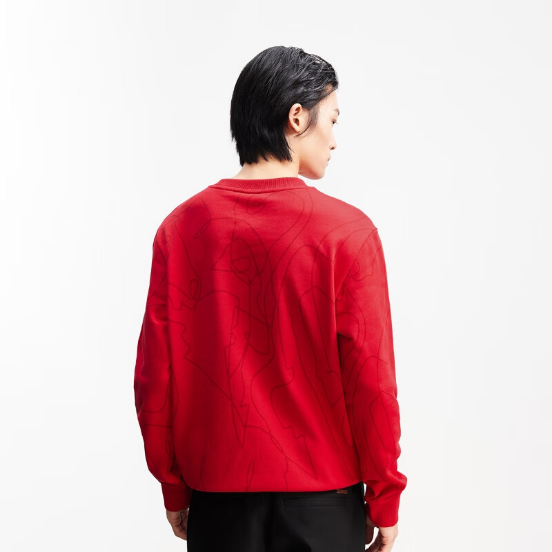 杰克·琼斯（JACK&JONES）【红运系列】骐骥红26马年新款红色卫衣男装圆领长袖套头打底衫 F16红色 XL （185）