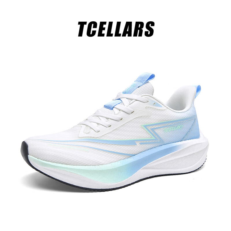 Tcellars雷电2.0 跑步鞋男鞋秋冬碳板缓震轻便入门跑鞋透气情侣运动鞋子男 白月蓝 39