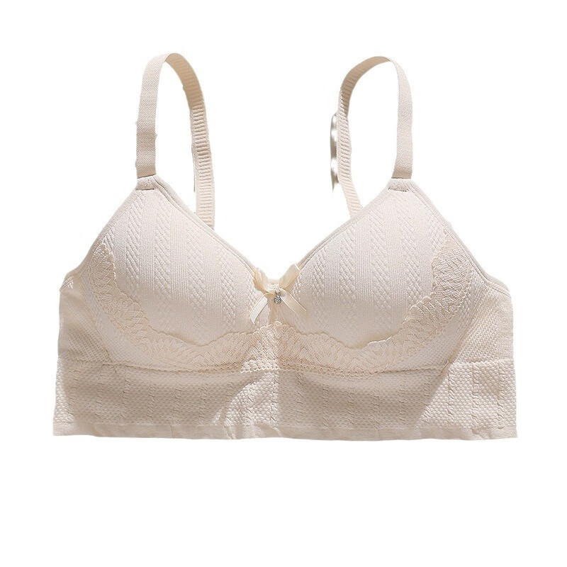 发育期聚拢内衣初中生学生固定杯蕾丝调整型少女款高中生文胸薄款 白色 3270码AB通杯