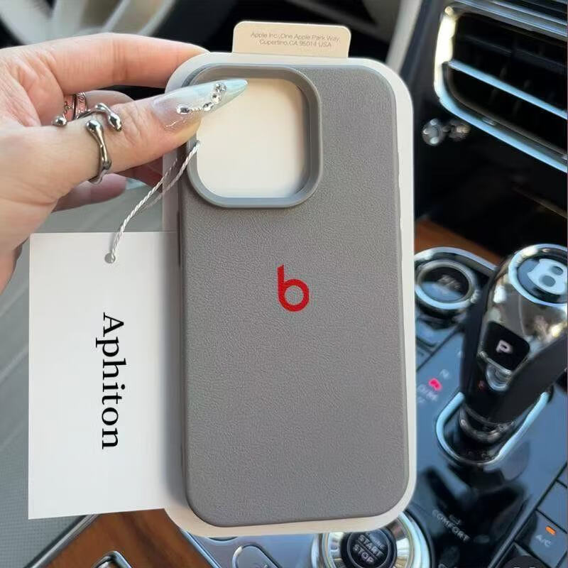 A红色字母B荔枝纹适用苹果iPhone16plus/17promax手机壳13/12/15/1 灰色 iPhone XR