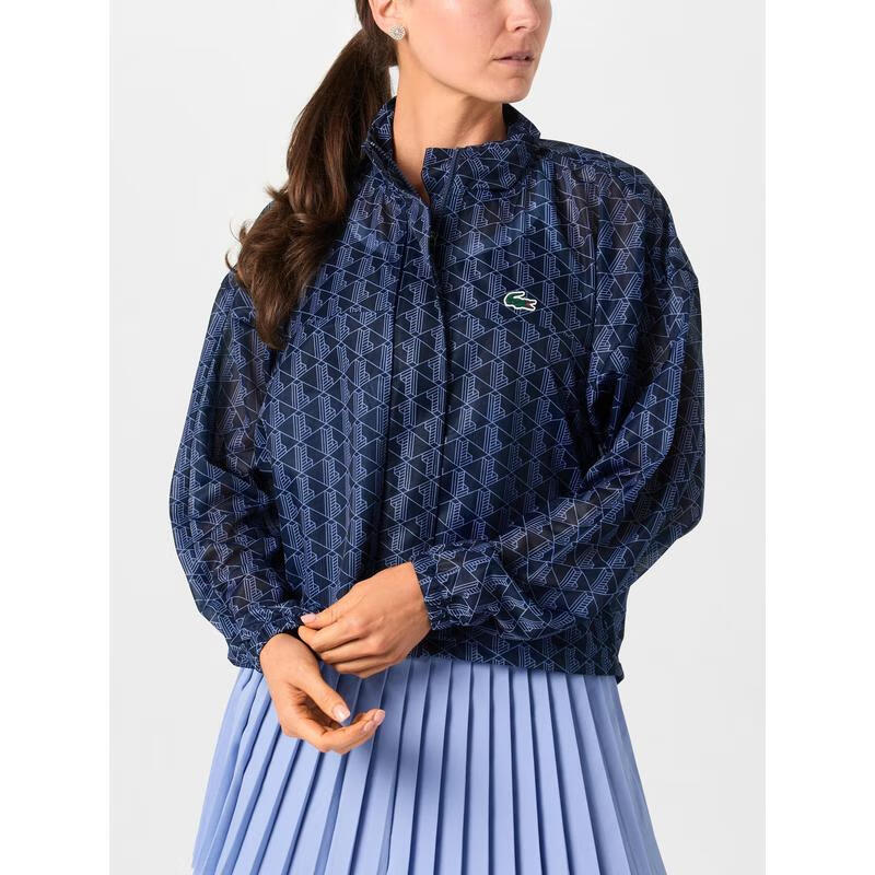 LACOSTE女士運動夾克全拉鏈設計前袋拉鏈輕盈透氣防風罩衫 Print 均碼 |PRINT