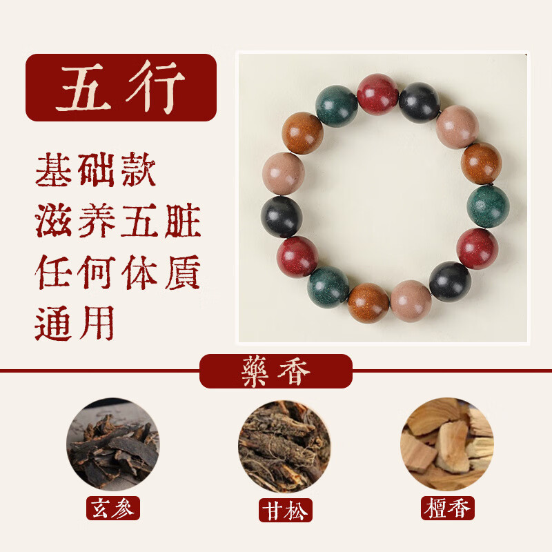DUTRIEUX天然古法合香珠中药手串五行老山檀香木香气手工制作药珀手持手链 似水流年【紫气东来】18mm