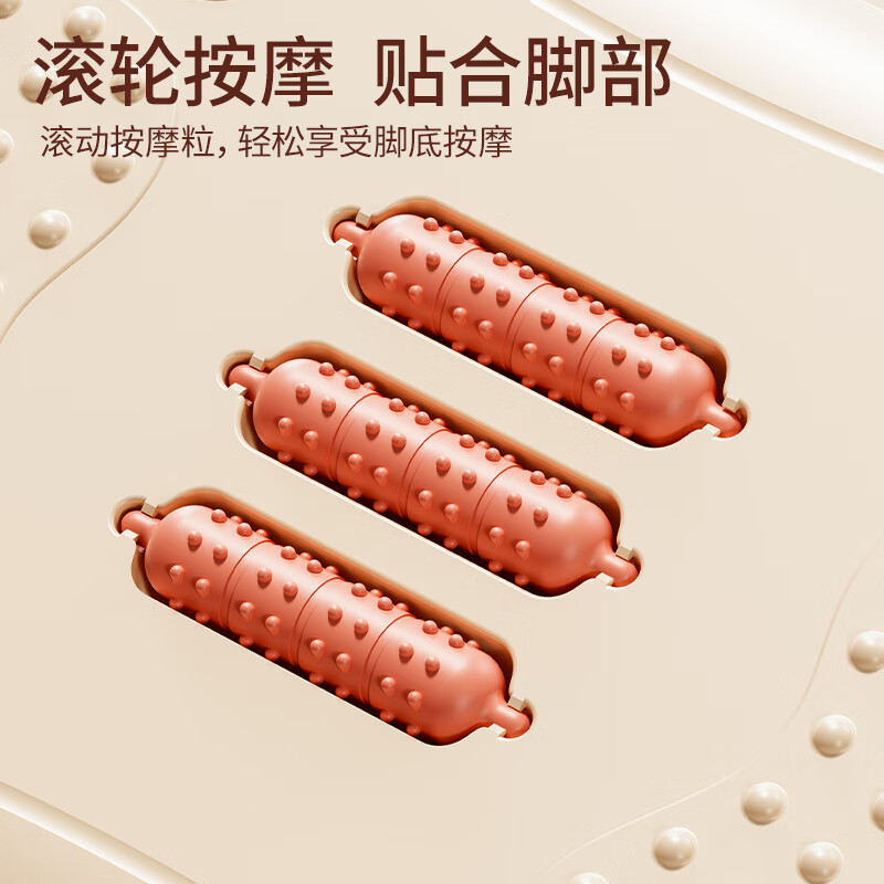 旻胜脚踏凳办公室桌下搁脚凳放腿按摩一体凳防跷二郎腿脚踩凳垫脚防滑 奶油白【带按摩滚轮+防滑贴】