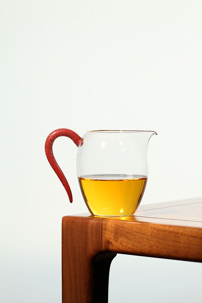 25年发售自慢堂玻璃公道杯血蜜亮片蛋盅自慢分茶器茶盅 血蜜红亮片
