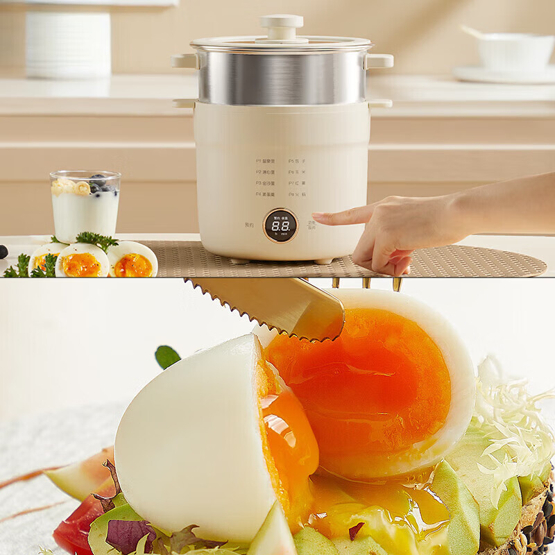 SEBAMHO 香巴赫德国煮蛋器自动断电家用小型烹饪机煮鸡蛋机神器2025新款蒸蛋器 双层 蒸笼款【一键溏心蛋-304无缝内胆-预约定时】