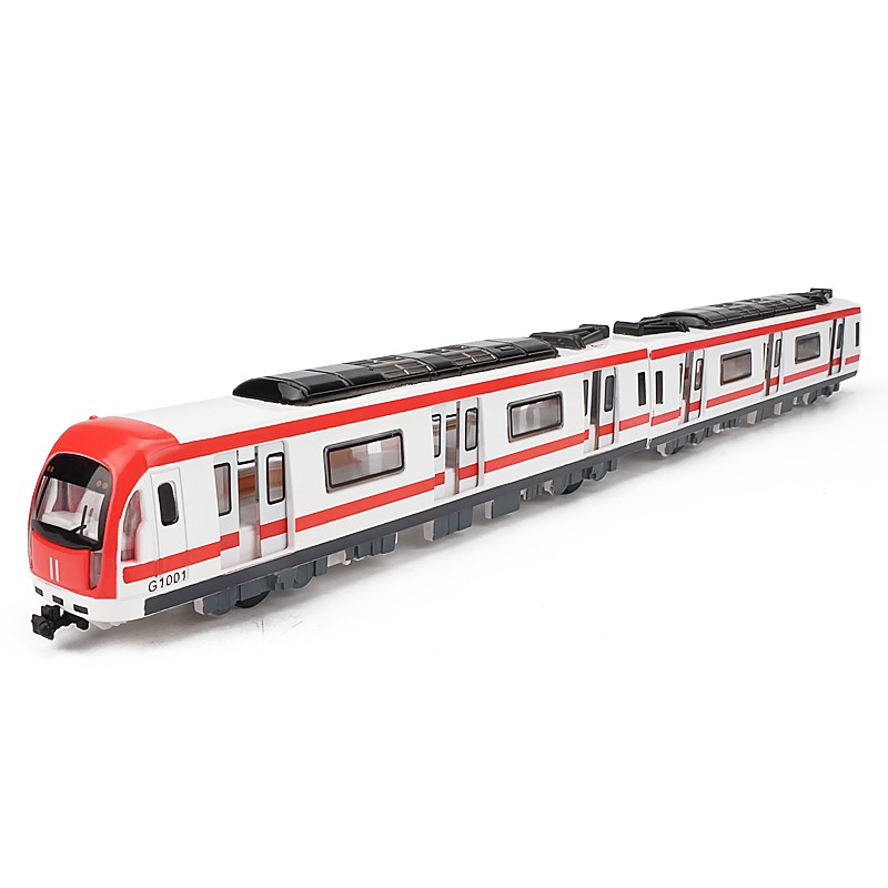 卡威（KIV）合金1/87仿真城市地铁轻轨火车动车组火车玩具儿童玩具车高铁车模 红色带车厢 礼盒装