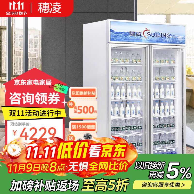 穗凌冰柜展示柜冷藏保鲜柜 商用无霜冰柜 立式冷柜鲜花保鲜柜超市冷藏