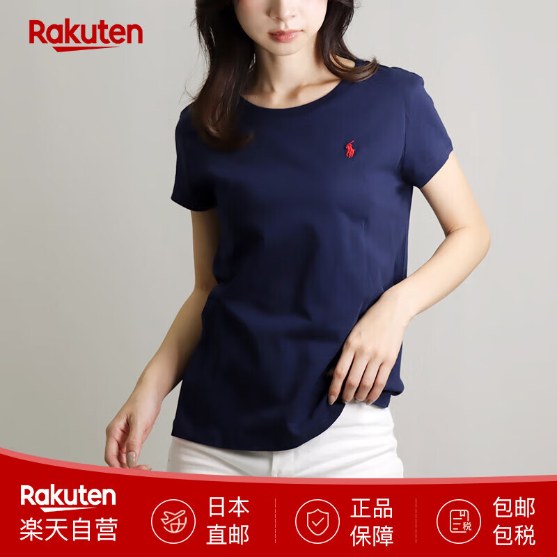 Polo Ralph Lauren女装T恤313833549纯棉圆领套头短袖女士上衣 2024新款 日本直邮 蓝色 L 女士尺码5-7