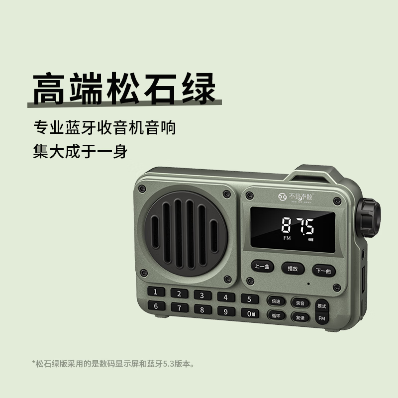 不见不散BV800便携蓝牙音响多功能收音机无线迷你小音响充电式u盘TF卡音乐收频天线播放器复古大音量音箱 BV800+ 松石绿【纯数字显示屏】 【送32G卡+读卡器+网袋】下歌联系客服