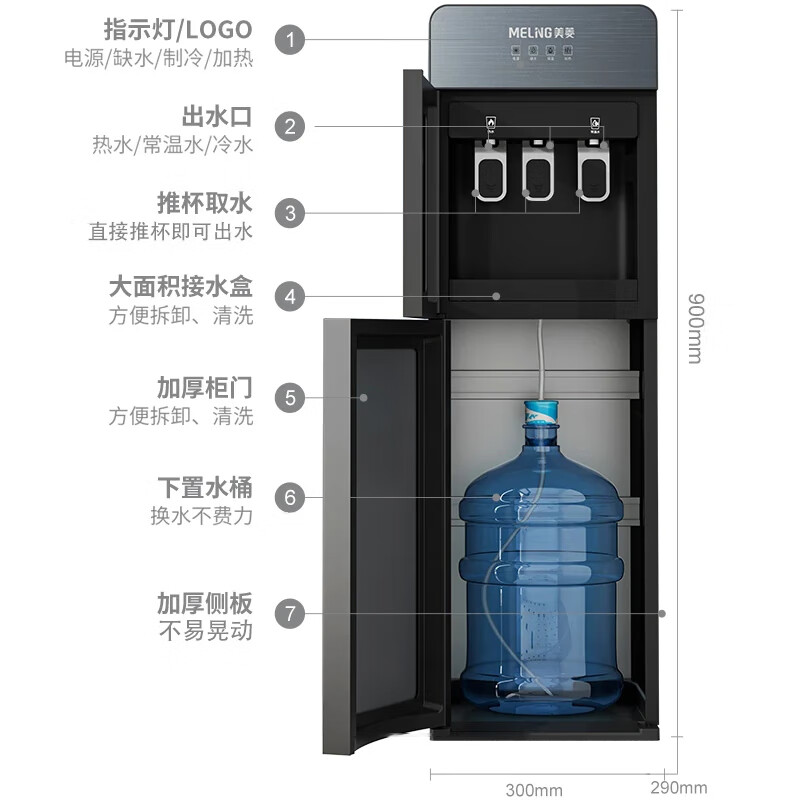 美菱(MeiLing) 饮水机下置式家用立式温热型/冷热型快速加热下置式水桶饮水器 强力推荐【升级推杯出水】 制热型