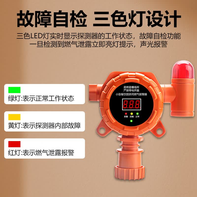 立可安燃气报警器商用餐饮煤气泄漏液化气丙烷工业可燃气报警自动切断阀 小型餐饮燃气报警器【甲烷/丙烷】