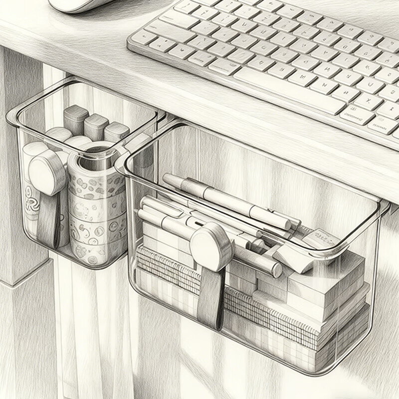 尔思家办公桌置物架桌面收纳盒化妆品卫生间整理架子洗漱台浴室柜下挂架 【小号】一个装