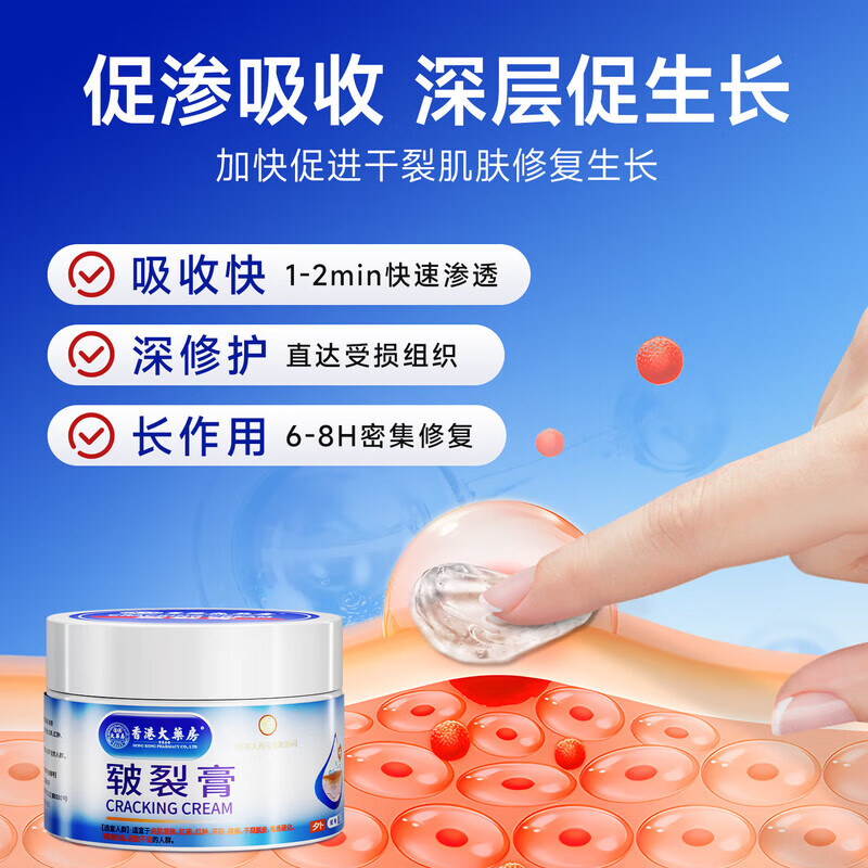 香港大药房冻疮膏止痒冻伤膏凡士林手足皲裂膏手裂愈合膏手足皮肤干燥皲裂 1盒【专攻干敏红】买2送1