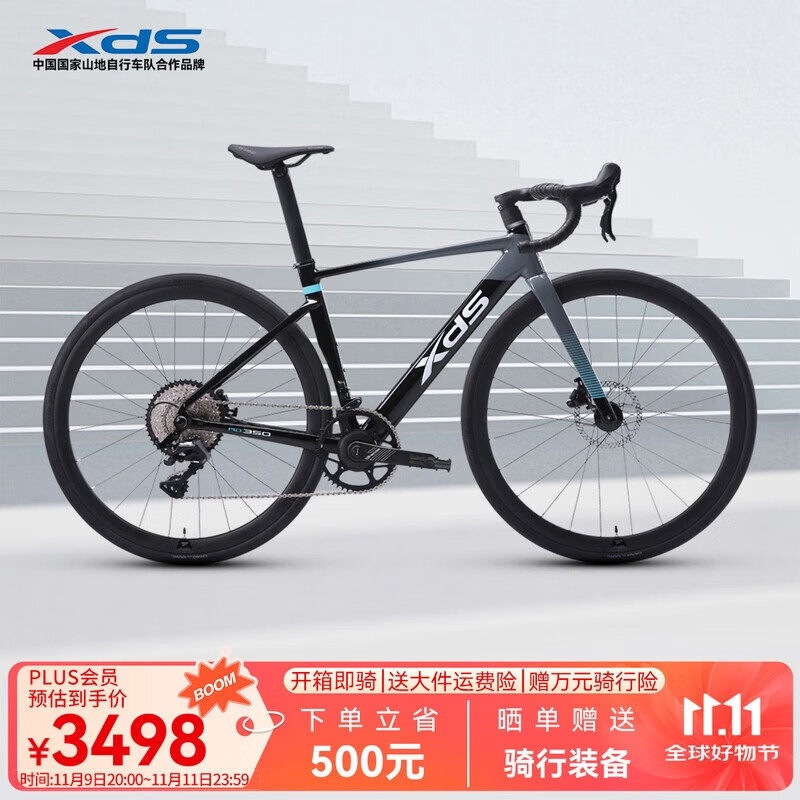 喜德盛公路自行车2025款AD350碳纤前叉座管功率计齿盘铝合金超轻气动 鸽子灰 510mm（适合身高170-180cm）