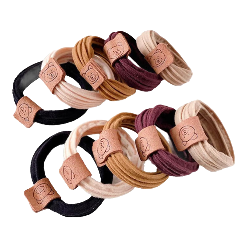 【一周不重样】时尚可爱美拉德头绳小熊高马尾弹力丸子头发圈 混色20根 1件套