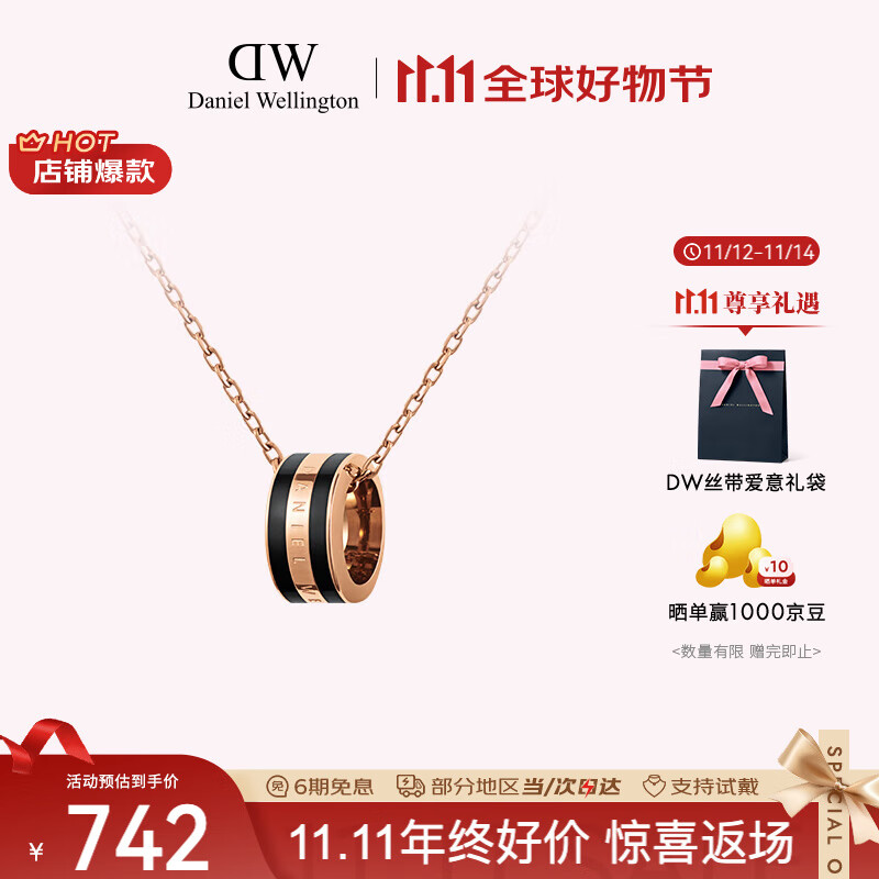 丹尼尔惠灵顿（DanielWellington）DW项链女情侣吊坠百搭时尚锁骨链七夕情人节礼物送女友DW00400305