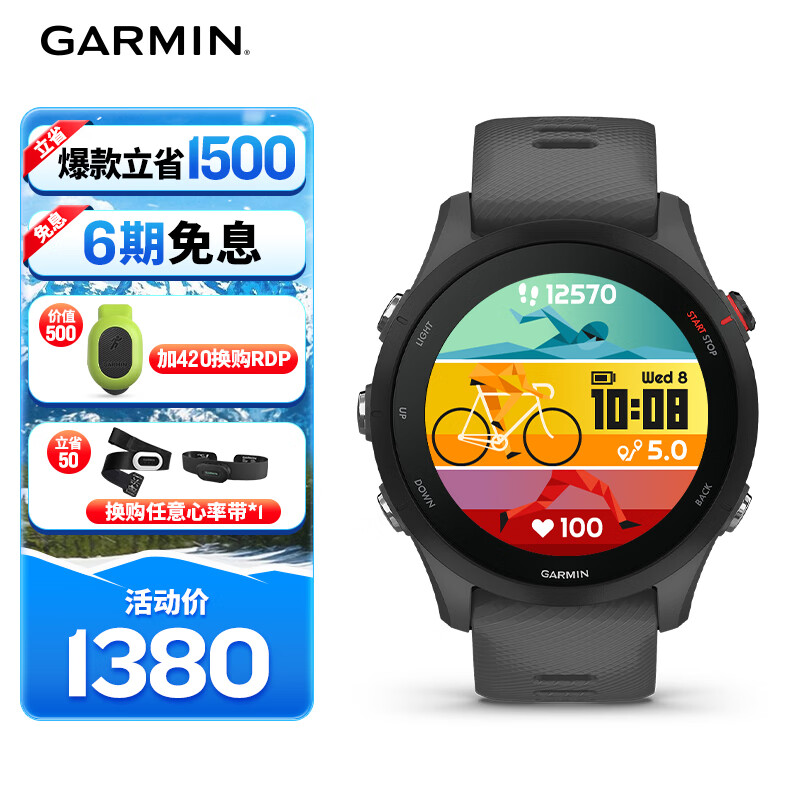 佳明（GARMIN）Forerunner255神秘灰心率跑步铁三户外运动智能手表生日礼物