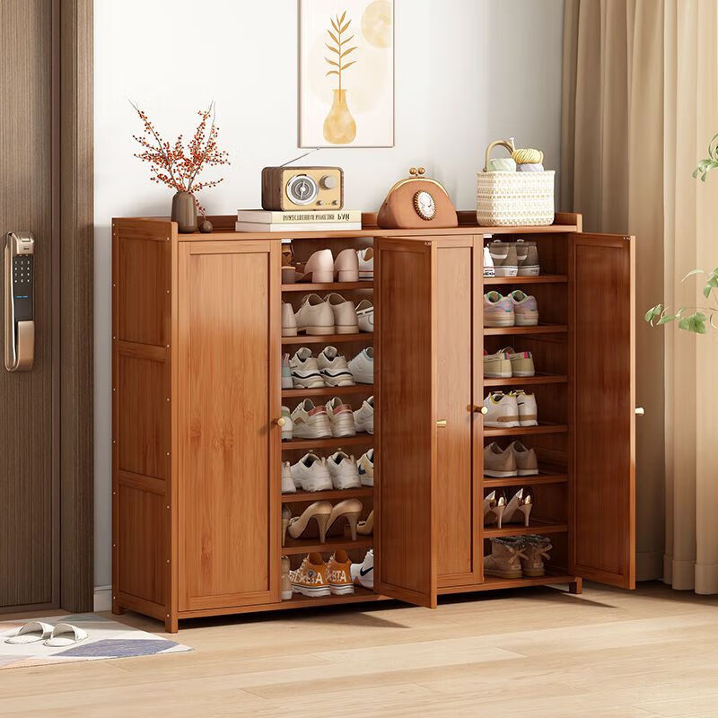 倘然之家翻斗鞋柜鞋架子门口家用简易多层鞋柜鞋架收纳防尘大容量鞋柜 【优惠】二门六层加固款【经典款】