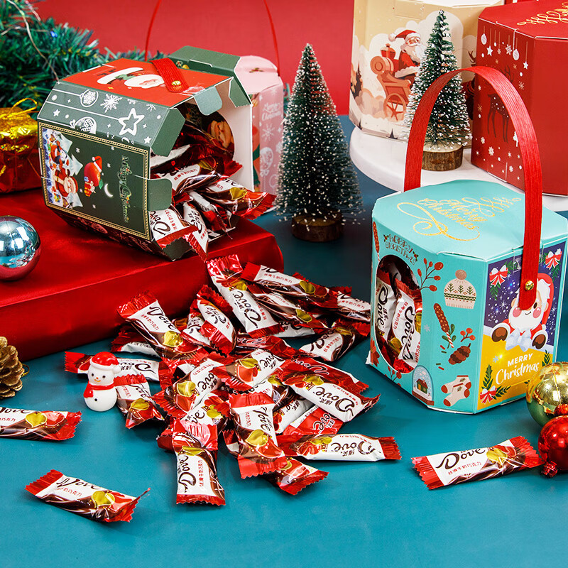 德芙巧克力礼盒圣诞节礼物送男女友儿童休闲食品婚庆伴手礼品零食糖果 德芙巧克力圣诞节礼盒4.5g*30粒135g