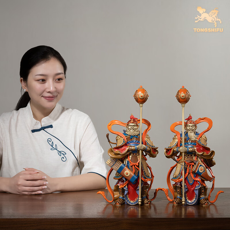 銅師傅銅擺件《福運(yùn)門(mén)神》客廳桌面玄關(guān)家居飾品喬遷落地 裝飾品