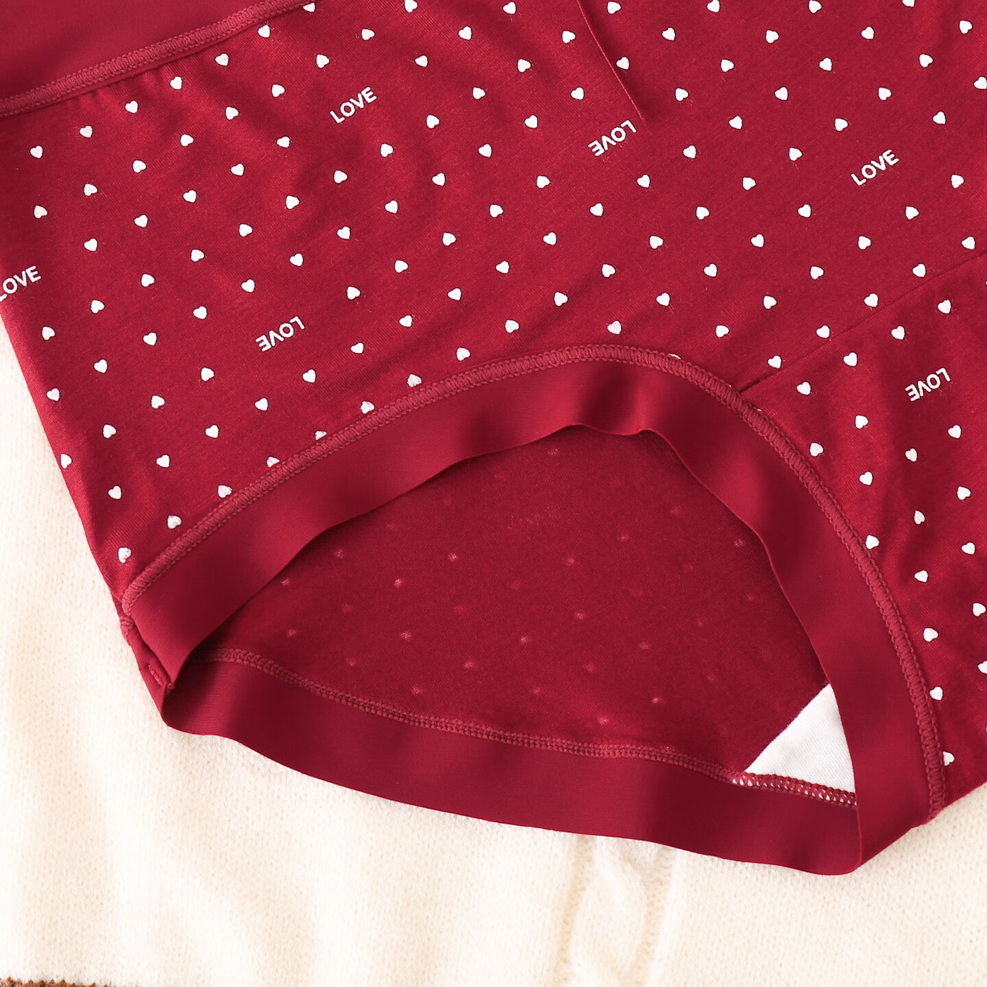 康丽霞（4条）女士内裤女中腰安可拉红7A抑菌裆本命年新款女三角内裤头 4条装：爱心+波点+菱形+田格形 L （100-125斤）