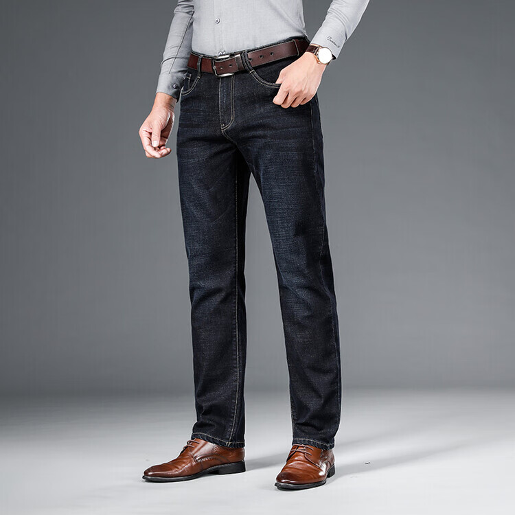 AEMAPE美国苹果高档男士牛仔裤新款修身弹力小脚裤休闲裤子水洗直筒长裤 深蓝色 常规 34 腰围2尺7适合150-160斤左右