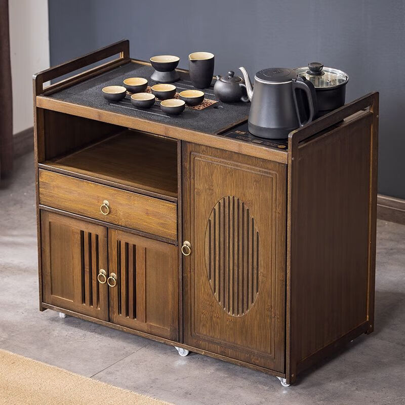 倘然之家移动茶桌小茶台家用沙发边几非实木茶几茶具套装烧水壶一体茶水柜 65款-无盖板