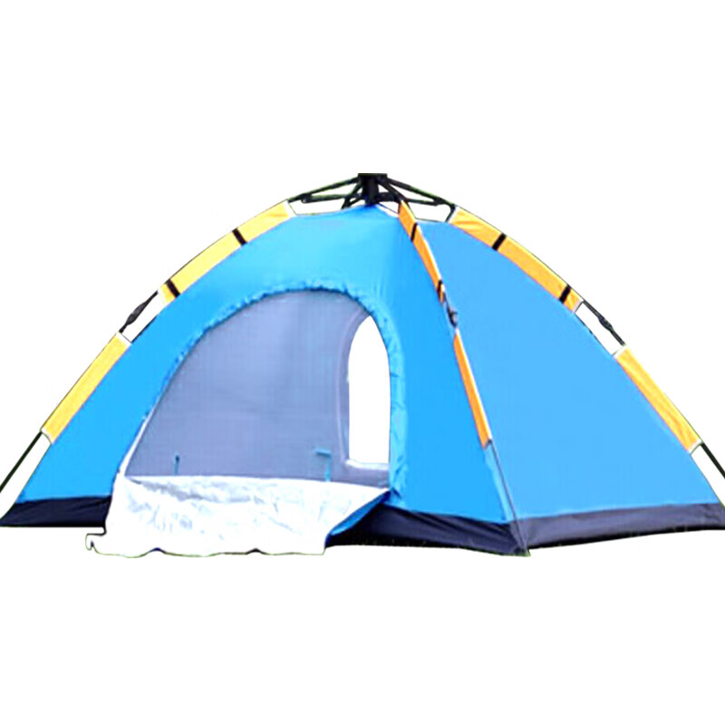 户外帐篷套装1-2人单层休闲露营自动帐篷 1-2人拉绳自动帐蓝色