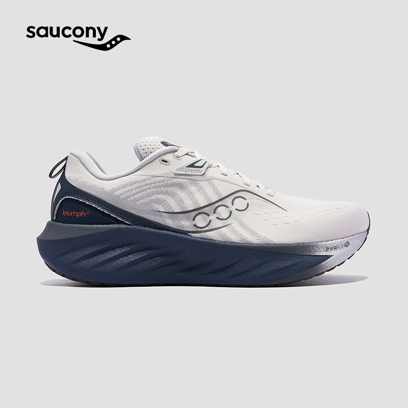SAUCONY【彭于晏同款】索康尼胜利22专业强缓震跑鞋男厚底跑步鞋运动鞋男 白深兰218 42.5