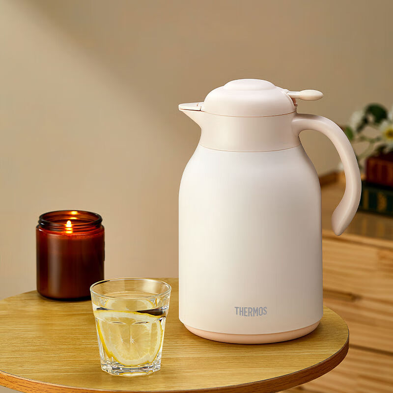 膳魔师会员精选超大容量玻璃内胆锁温保温壶1480ML 奶油白1480ML