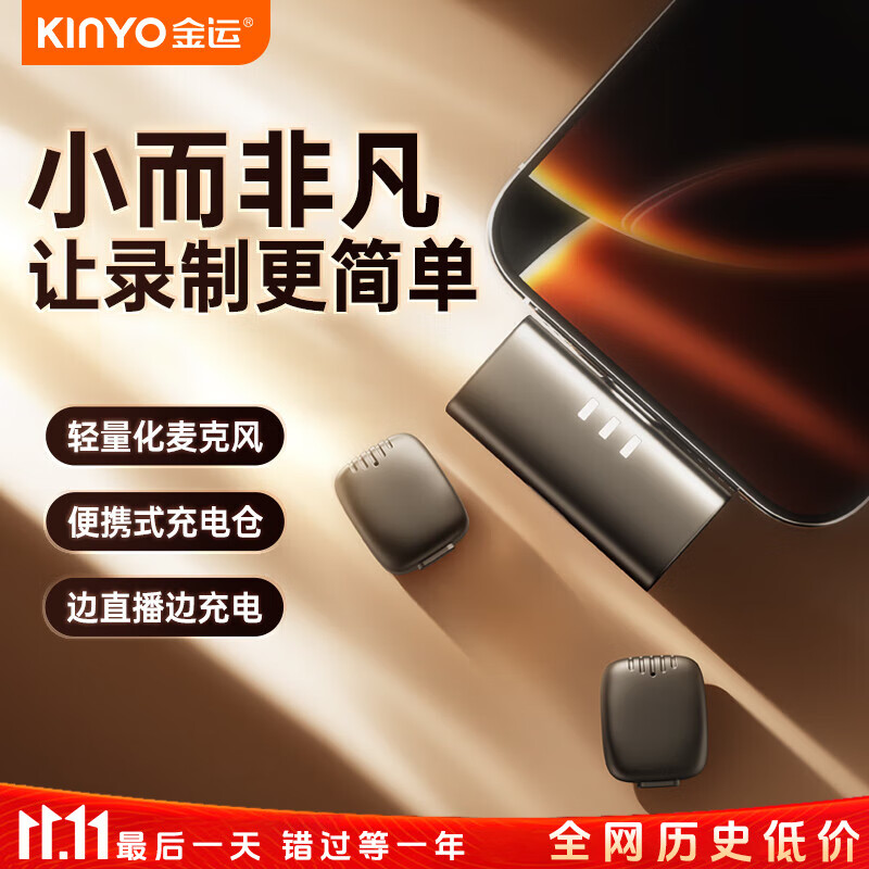 金运【收音0差评丨100%好评推荐】领夹麦克风无线收音主播直播降噪拍视频手机笔记本电脑可用 【Lightning版】一拖